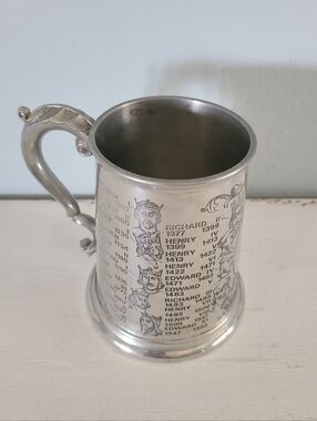 Vintage 1950s Pewter Tankard Monarchs of England